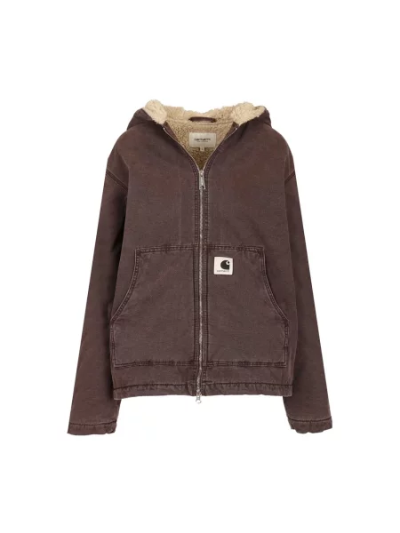 Carhartt WIP kurtka jeansowa W Hooded Mitch Jacket przejściowa oversize brązowy