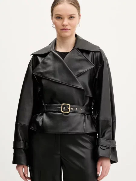 HUGO kurtka skórzana Lanitte czarna