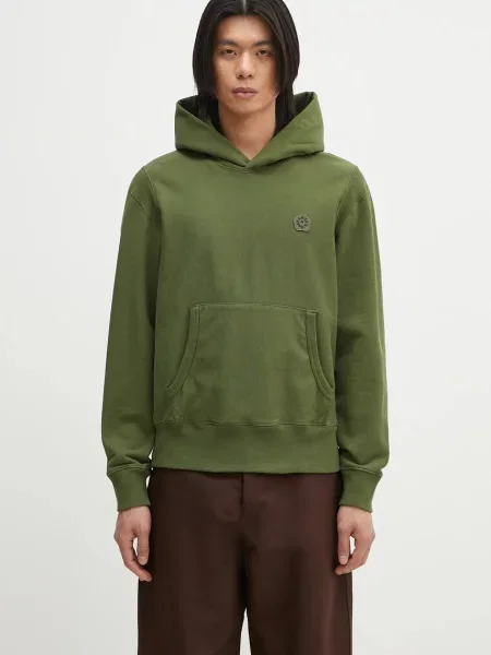 Bombažen pulover Kenzo Boke Flower s kapuco zelena