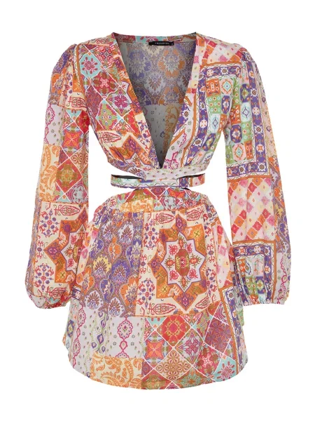 Trendyol Rochie galben / mov închis / portocaliu roșu
