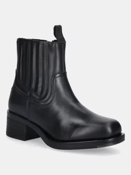 Fly London ghete chelsea de piele cu drept negru