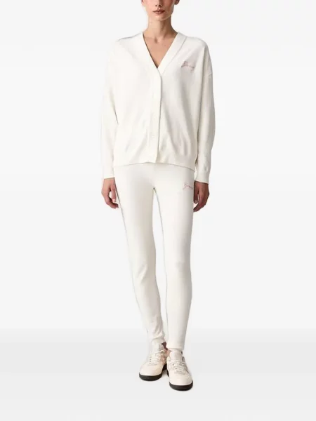 Pantaloni Guess alergare cu autograf alb