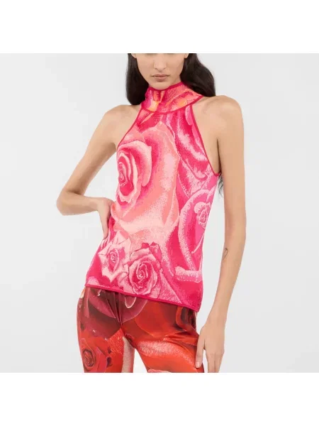 Top Roberto Cavalli z nadrukiem różowy