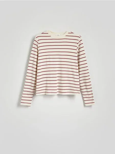 Tricou cu mânecă lungă Reserved cu mâneci lungi roșu