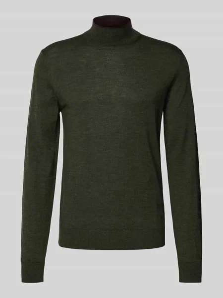 Sweter z dzianiny z półgolfem Cruna khaki