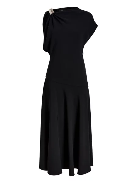 Rochie midi Proenza Schouler drapată până la genunchi cu un umăr gol negru
