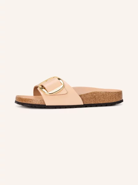 Kožené sandály Birkenstock s přezkou béžové