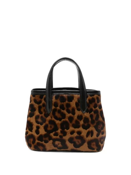 Geantă Liviana Conti din piele cu imagine cu model leopard maro