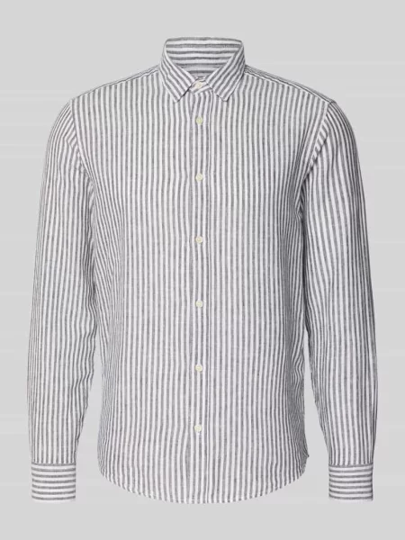 Koszula casualowa o kroju regular fit z mieszanki lnu i bawełny model CAIDEN' Only & Sons granatowa