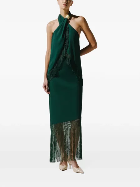 Fusta maxi Baobab cu franjuri verde
