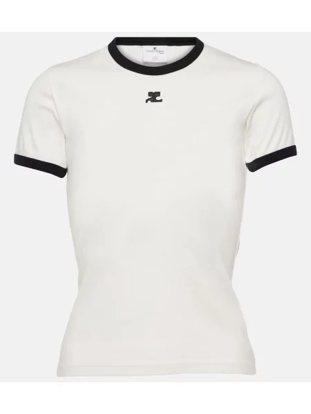 Tricou Courreges din jerseu alb