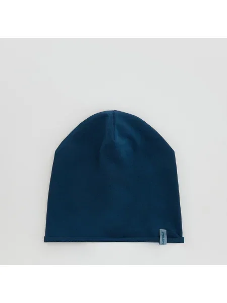 Reserved Pamutban gazdag beanie sapka rátéttel kék