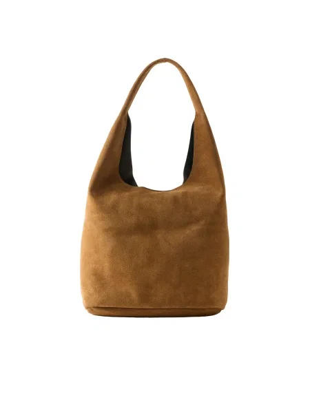 Geantă Calvin Klein Slouchy Suede Leather Brown Universal bordo