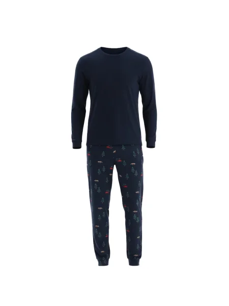 Dagi Pijama lungă bleumarin / verde roșu