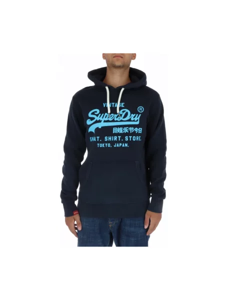 Bluza Superdry z nadrukiem niebieska