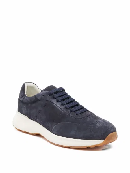 Sneakerși Kiton din piele de căprioară albastru