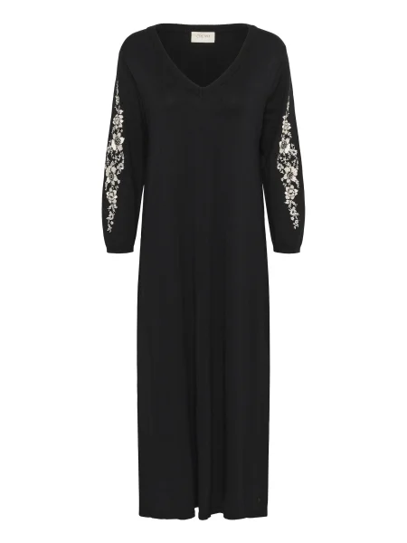 Cream Rochie tricotat Villea negru alb