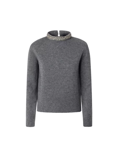 Lniany sweter Pinko szary