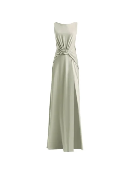 Rochie de satin Gemy Maalouf din satin drapat verde