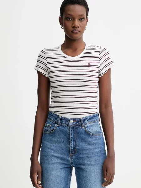 Тениска G-Star Raw дамска сиво бежово