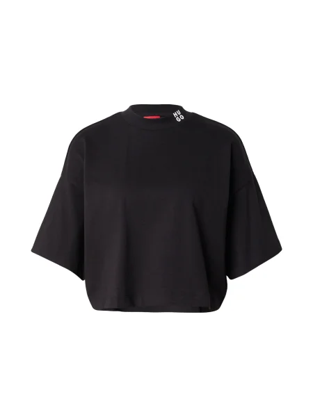 HUGO Tricou Damelody / alb negru
