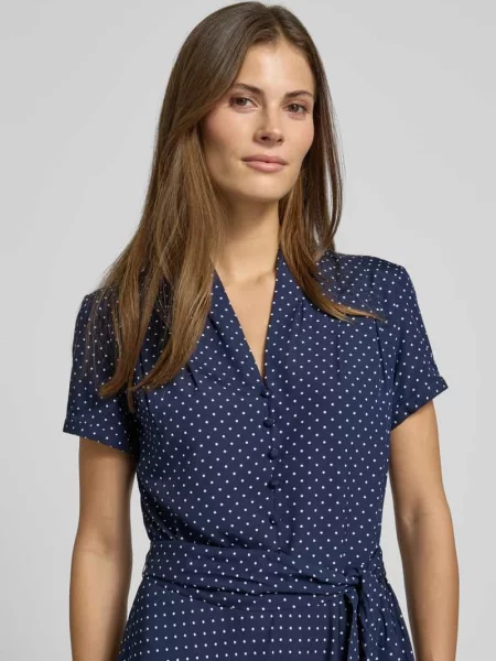 Taliowana sukienka koszulowa z wykładanym kołnierzem model EARNEST' Lauren Ralph Lauren niebieska