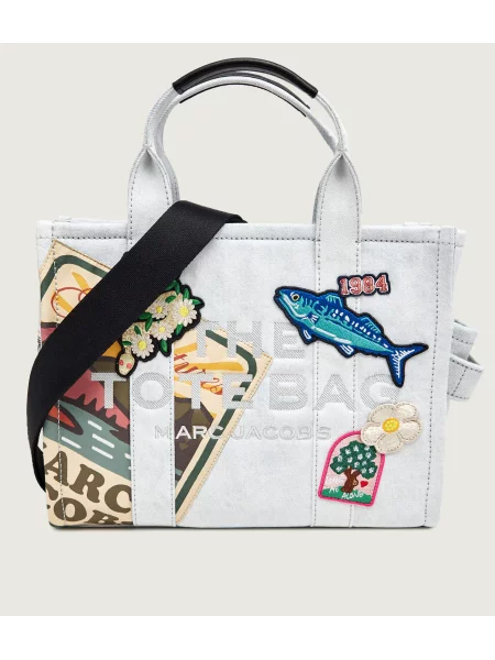 Marc Jacobs De blugi geantă shopper The Camp Patchwork Denim Medium Tote Bag albastru