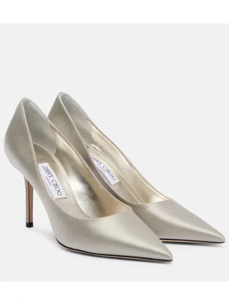 Pantofi cu toc Jimmy Choo din satin argintiu