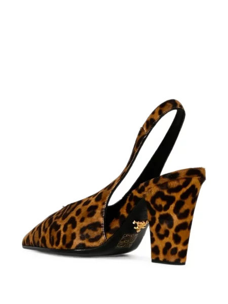 Pantofi cu toc Prada din piele slingback maro