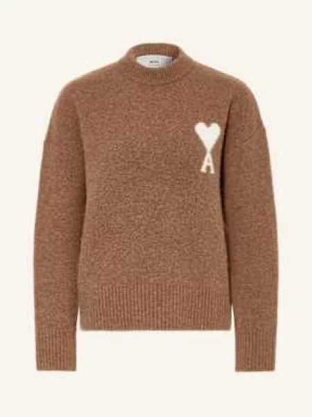 Ami Paris Sweter Z Dodatkiem Alpaki braun brązowy