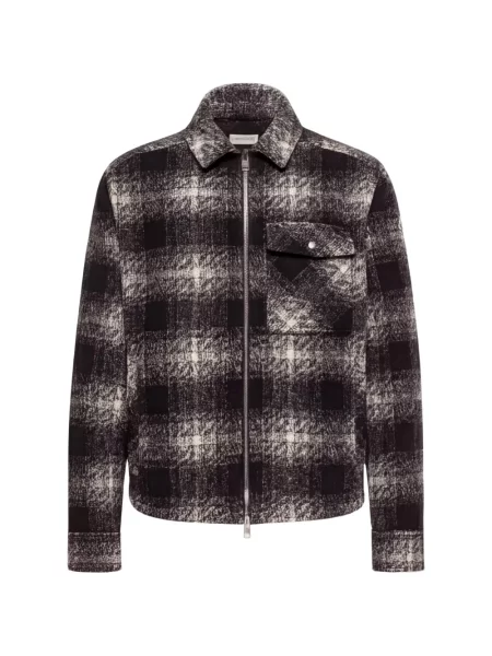 Cămașă Moncler în carouri din jerseu negru