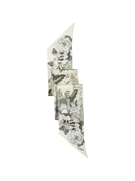 Fular Elizabetta de mătase cu model floral cu imagine verde