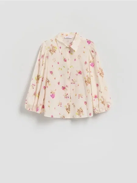 Reserved Cămașă din cu imprimeu floral albastru-pal albastru