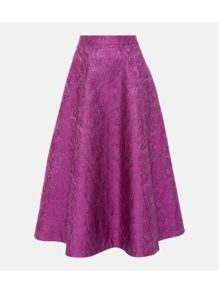 Spódnica midi Valentino w kwiatki do kolan fioletowa