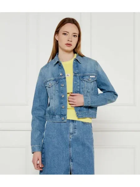 Calvin Klein Jeans De blugi geacă | Cropped Fit albastru