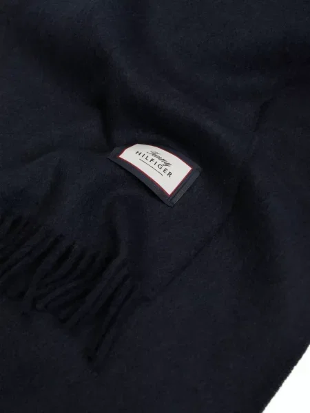 Fular Tommy Hilfiger cu franjuri albastru