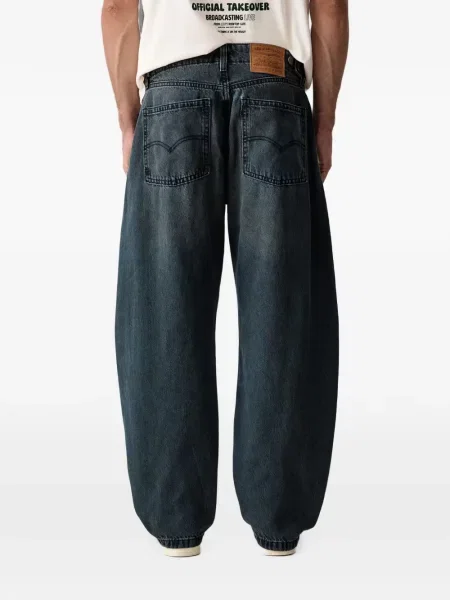 Pantaloni scurți din denim Levi's® din dantelă zdrențuiți cu talie înaltă albastru