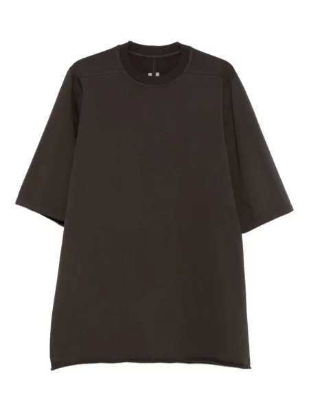 Krótka koszulka Rick Owens z okrągłym dekoltem brązowa