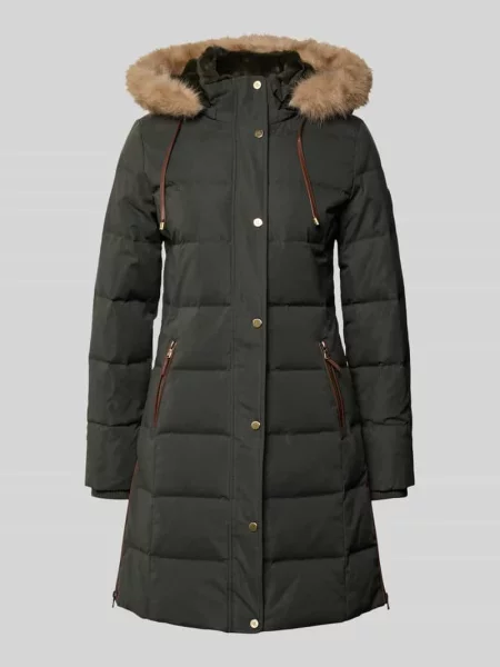 Płaszcz puchowy z zapinanymi na błyskawiczny Lauren Ralph Lauren zielony