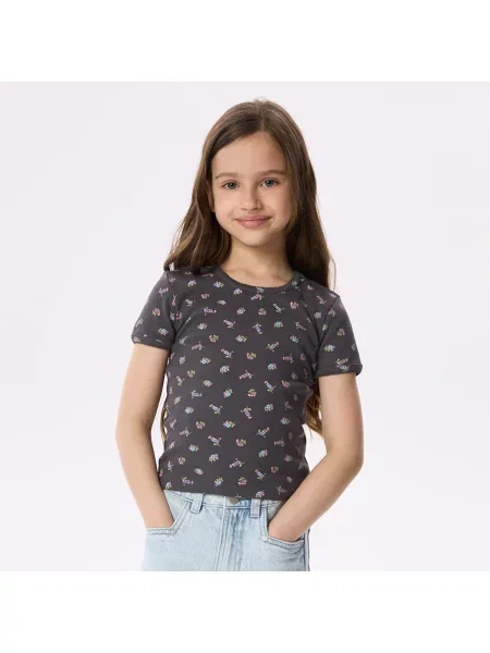 Reserved Vzorované tričko tmavě šedá