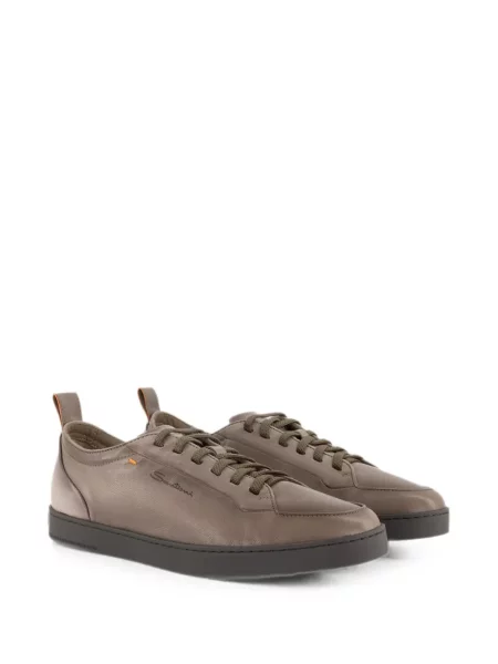 Sneakerși Santoni cu șireturi cu imagine din dantelă maro