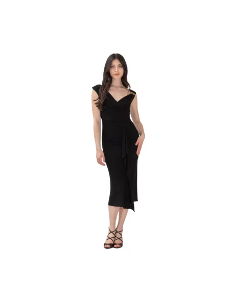Lniana sukienka midi Max Mara Studio czarna