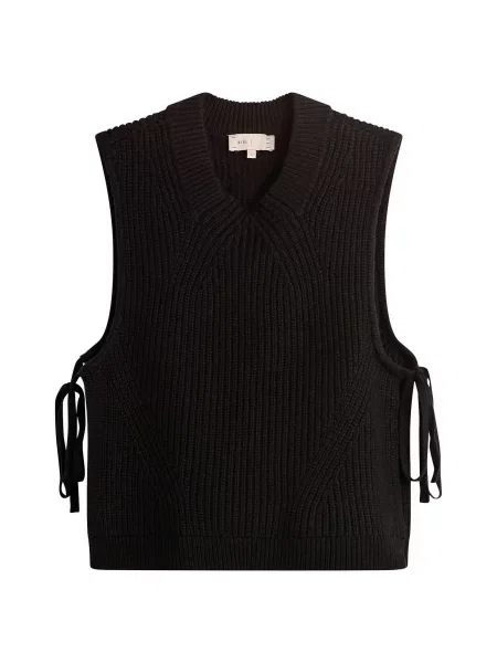 Dzianinowa podkoszulka Stel wiązana czarna