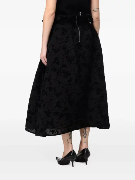 Fustă midi Ter Et Bantine cu model floral cu volane negru