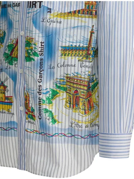 Cămașă Comme Des Garçons cu dungi cu imagine alb