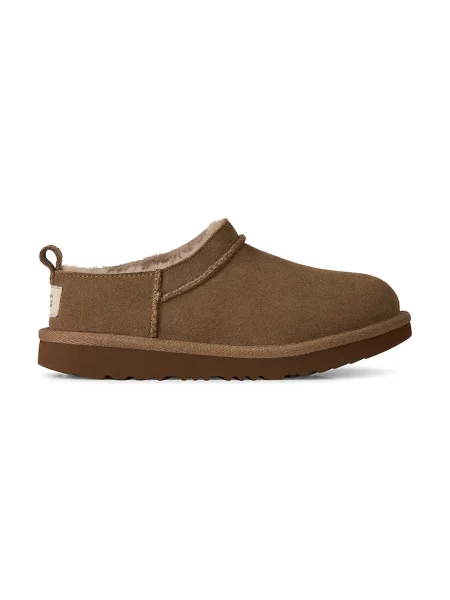 UGG cizme de zăpadă pentru copii din piele întoarsă CLASSIC MICRO maro