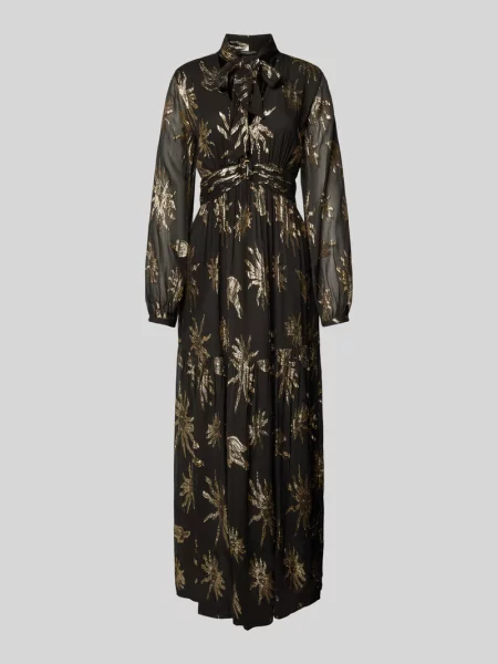 Długa sukienka taliowana z dekoltem w serek Scotch & Soda czarna