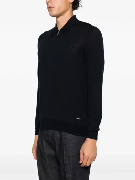 Lung tricou polo Enrico Mandelli albastru