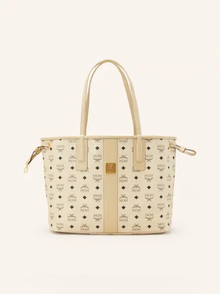 Mcm Torba Shopper Liz Visetos Medium Model Dwustronny beige czarna