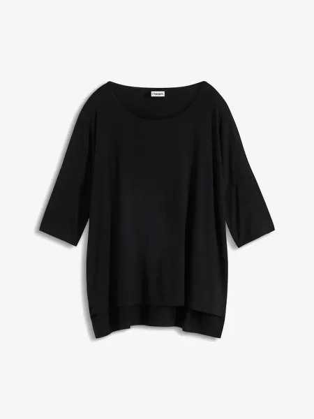 T-shirt boxy z miękkiego materiału z wiskozą czarna